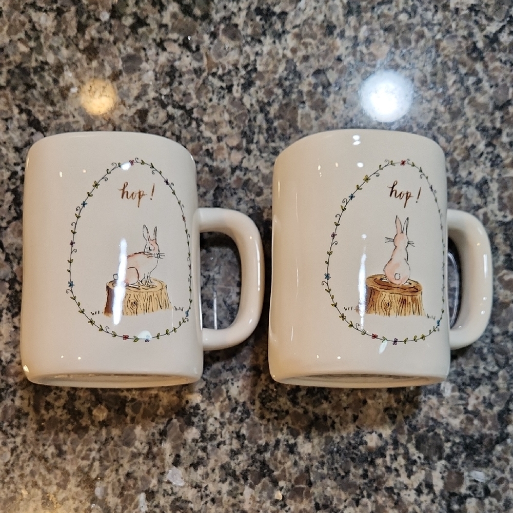 Rea Dunn Cream Easter Bunny Mug Set